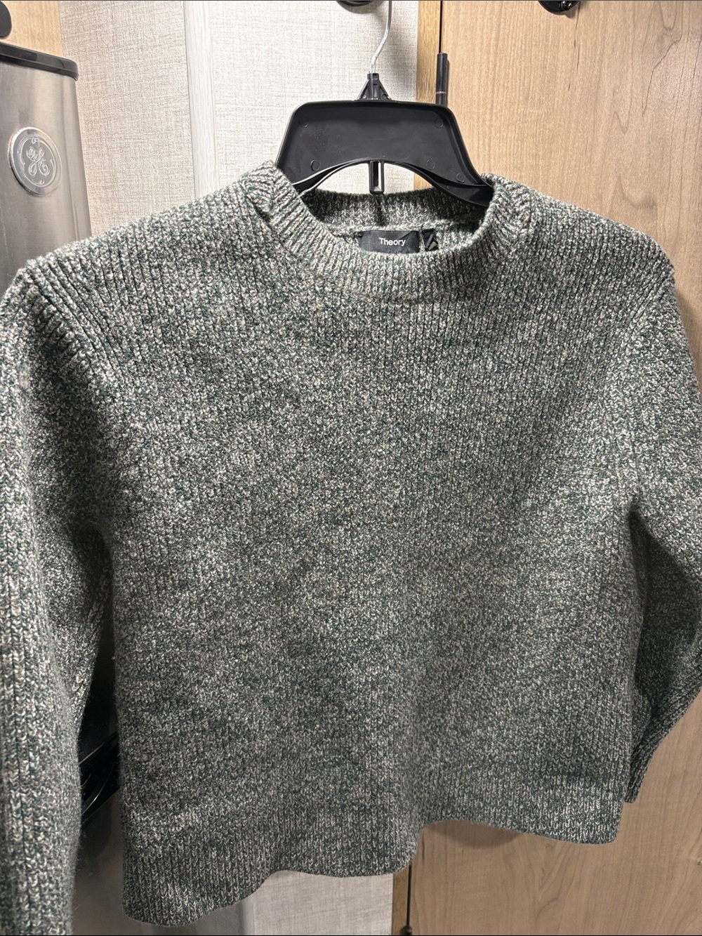 Theory Marled Green Crewneck Sweater 99% Merino wool